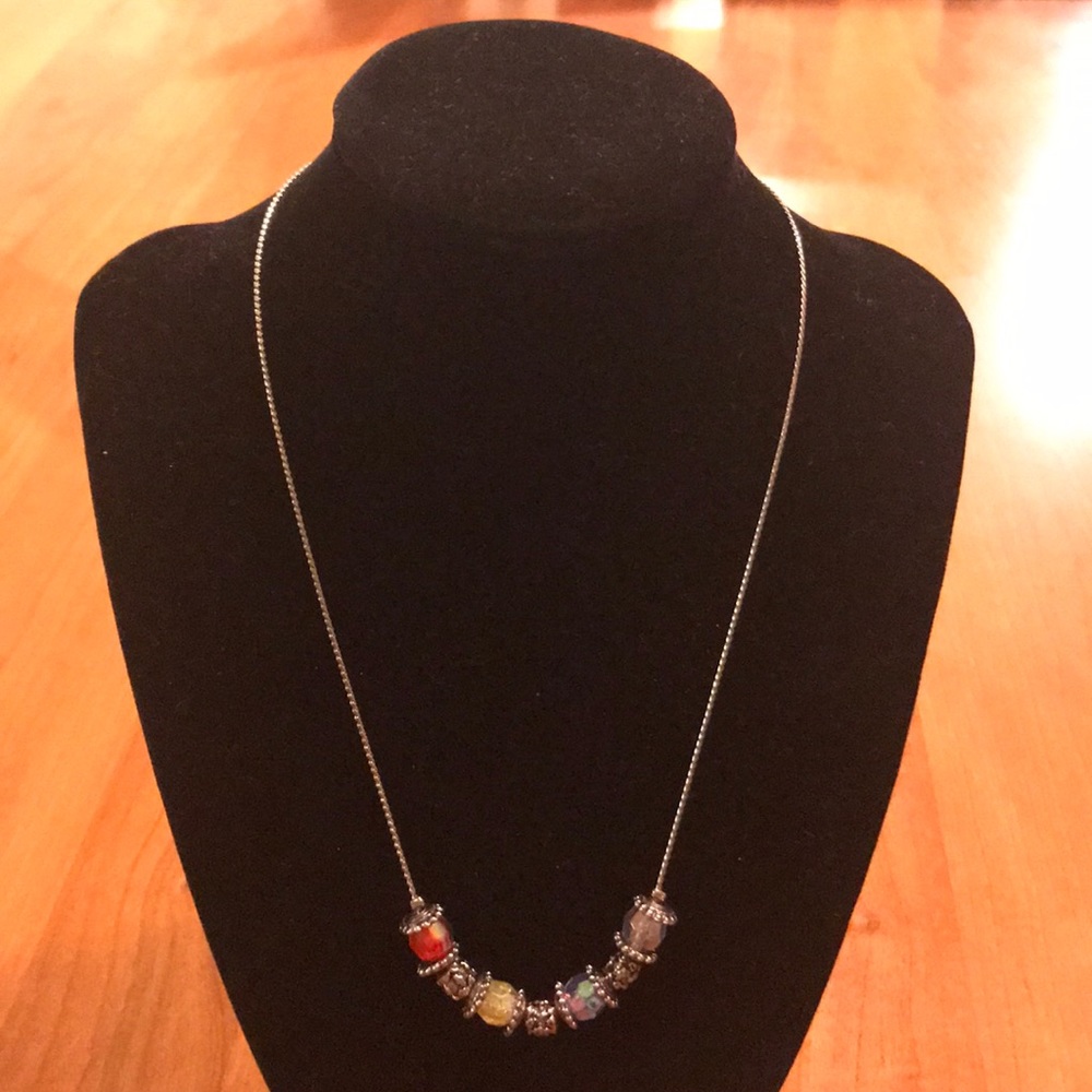 New multi-colored glass bead necklace
